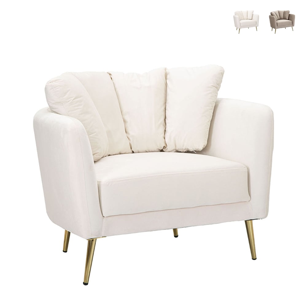 Upholstered design armchair with golden metal legs Kiev