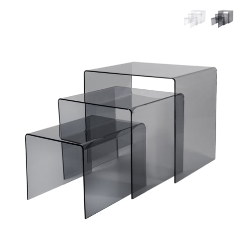 Three coffee tables in transparent plexiglass Trix Promotion