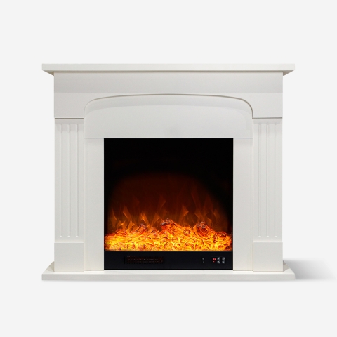 Electric design low consumption 1500W fireplace with white frame Ludvika Promotion
