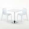 Cocktail Set Made of a 70x70cm White Square Table with Steel Pedestal Base and 2 Colourful Gruvyer Chairs 