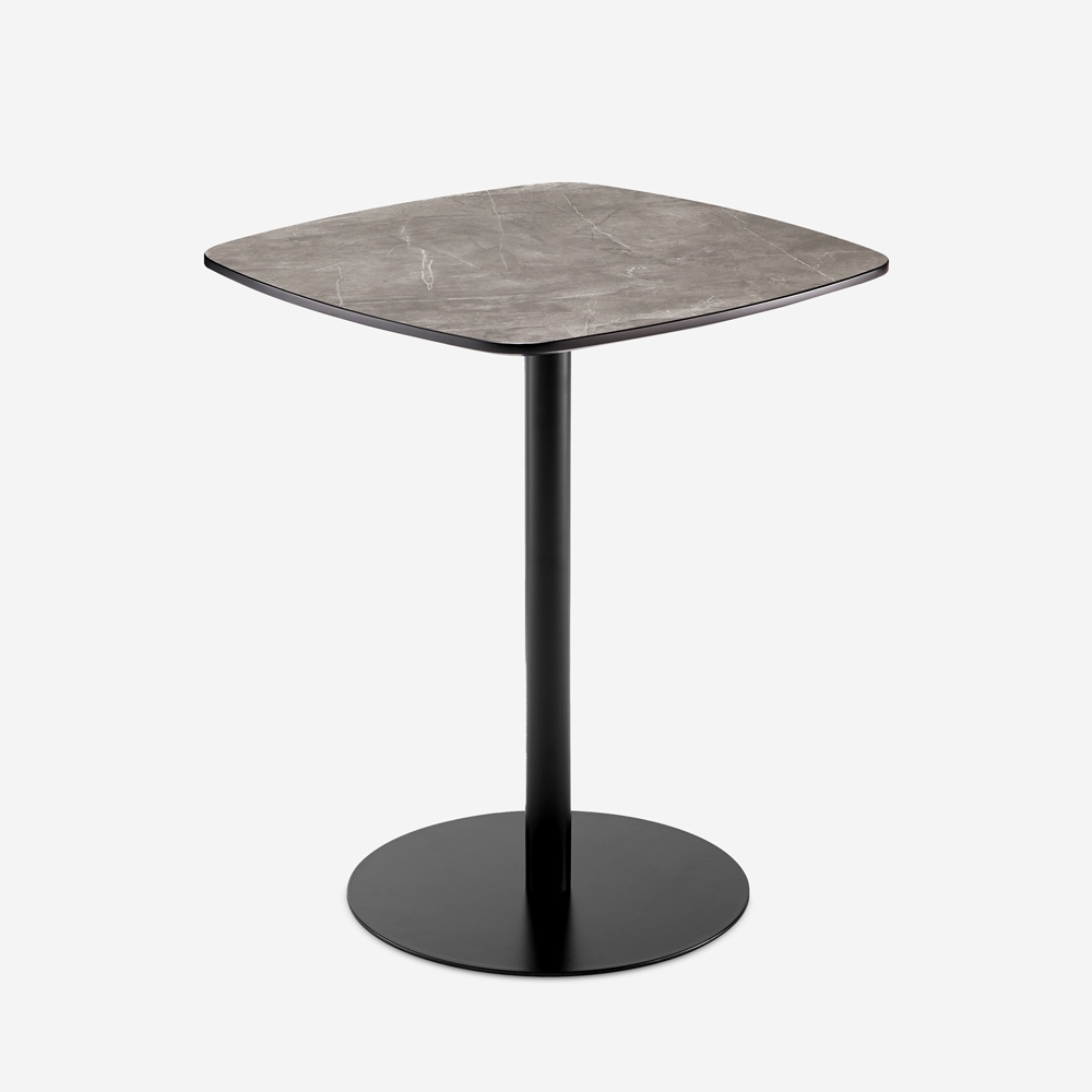 Mikee Black Marble Effect Dining Table for Bar, Kitchen, or Restaurant 60x60x74cm
