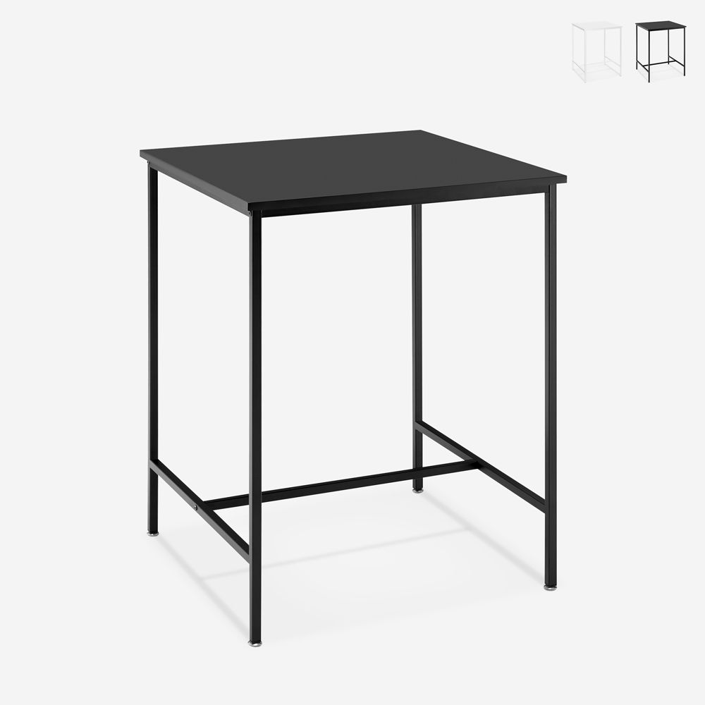 Zakis High Table 70x70cm for Bar, Kitchen, Bistro in White and Black Metal