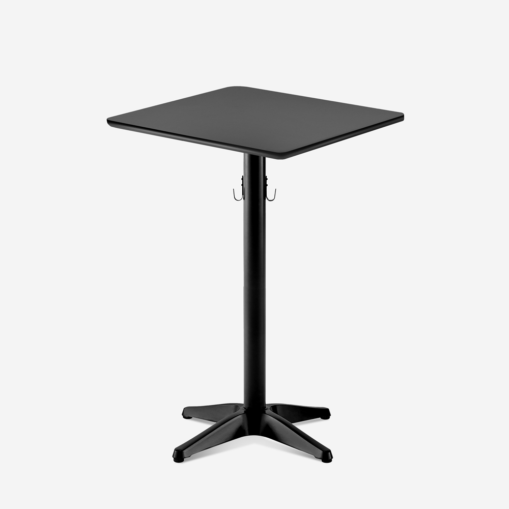 High Bar Bistrot Table 70x70x105cm Black with Bag Hook Jotor+