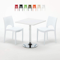 Cocktail Set Made of a 70x70cm White Square Table with Steel Pedestal Base and 2 Colourful Paris Chairs Sale