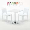 Cocktail Set Made of a 70x70cm White Square Table with Steel Pedestal Base and 2 Colourful Paris Chairs Sale