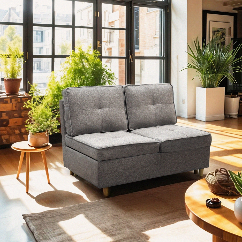Wanda Space-Saving Pull-Out 2-Seater Sofa Bed in Grey Fabric