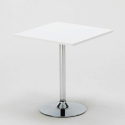 Cocktail Set Made of a 70x70cm White Square Table with Steel Pedestal Base and 2 Colourful Paris Chairs 