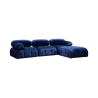 4-Seater Modular Blue Velvet Sofa with Ottoman - Bubble 3SPV On Sale
