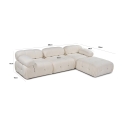 4-Seater Modular Blue Velvet Sofa with Ottoman - Bubble 3SPV Measures