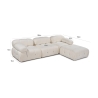 4-Seater Modular Blue Velvet Sofa with Ottoman - Bubble 3SPV Measures