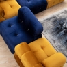 4-Seater Modular Blue Velvet Sofa with Ottoman - Bubble 3SPV Model