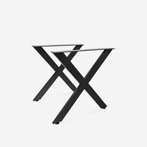 Two table legs with crossed design in black metal 75x71cm Nible Promotion