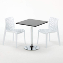 Mojito Set Made of a 70x70cm Black Square Table and 2 Colourful Gruvyer Chairs 