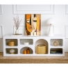 White Lorin Low Design TV Stand 160x40cm with 7 Compartments On Sale