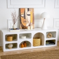 White Lorin Low Design TV Stand 160x40cm with 7 Compartments Promotion