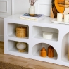 White Lorin Low Design TV Stand 160x40cm with 7 Compartments Offers