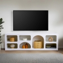 White Lorin Low Design TV Stand 160x40cm with 7 Compartments Sale