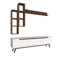 Sirio Modern TV Wall Unit with Open Shelves in White and Natural Finish On Sale