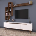 Sirio Modern TV Wall Unit with Open Shelves in White and Natural Finish Sale