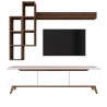 Sirio Modern TV Wall Unit with Open Shelves in White and Natural Finish Catalog