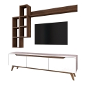 Sirio Modern TV Wall Unit with Open Shelves in White and Natural Finish Bulk Discounts