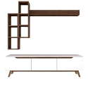 Sirio Modern TV Wall Unit with Open Shelves in White and Natural Finish Choice Of