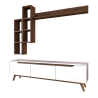 Sirio Modern TV Wall Unit with Open Shelves in White and Natural Finish Model