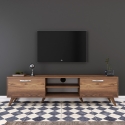 Walnut Color Wooden TV Stand with 2 Drop-Down Doors and 2 Shelves Promotion