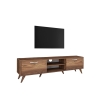 Walnut Color Wooden TV Stand with 2 Drop-Down Doors and 2 Shelves On Sale