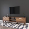 Walnut Color Wooden TV Stand with 2 Drop-Down Doors and 2 Shelves Offers