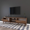Walnut Color Wooden TV Stand with 2 Drop-Down Doors and 2 Shelves Discounts