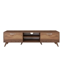 Walnut Color Wooden TV Stand with 2 Drop-Down Doors and 2 Shelves Choice Of