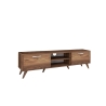 Walnut Color Wooden TV Stand with 2 Drop-Down Doors and 2 Shelves Model