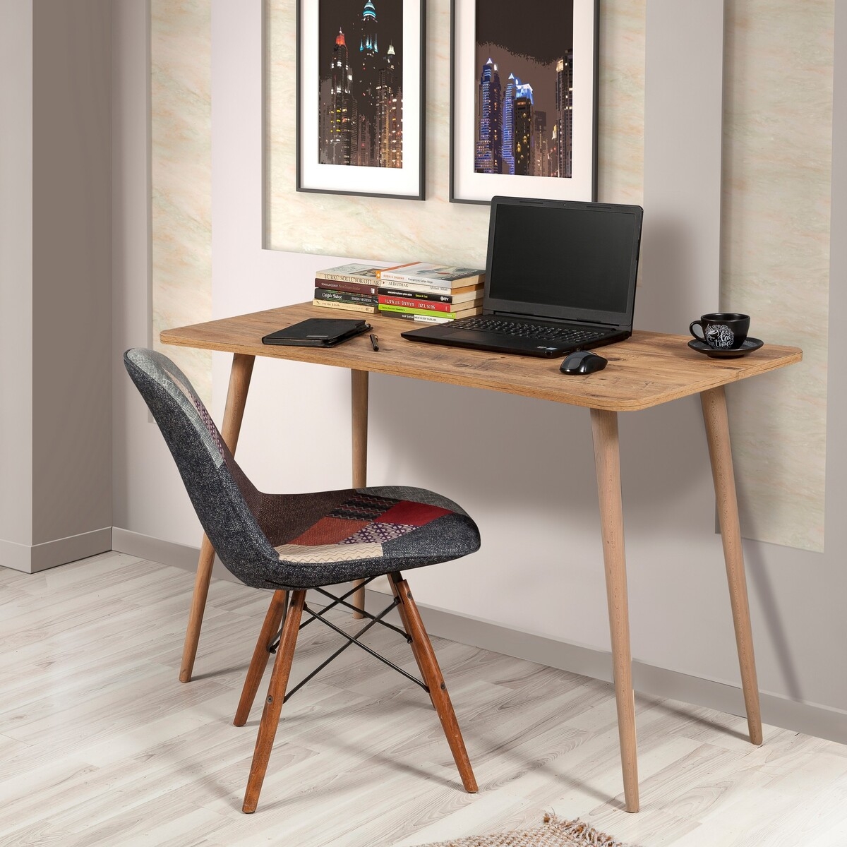 Modern Wooden Office Desk 120x60cm Natural Fabio