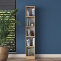 Wally Tall and Narrow Wall Bookshelf 170cm with 5 Wooden Shelves Promotion