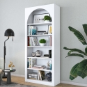 Curvy Wall Mounted Arched Bookshelf 180x31x80cm White with 5 Shelves On Sale