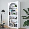 Curvy Wall Mounted Arched Bookshelf 180x31x80cm White with 5 Shelves On Sale