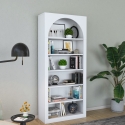 Curvy Wall Mounted Arched Bookshelf 180x31x80cm White with 5 Shelves Offers