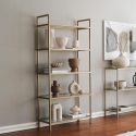 Lola Tall Wall Bookshelf, 165cm, Gold Metal with Glass Shelves Promotion