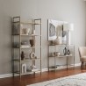 Lola Tall Wall Bookshelf, 165cm, Gold Metal with Glass Shelves On Sale