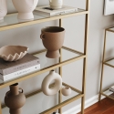 Lola Tall Wall Bookshelf, 165cm, Gold Metal with Glass Shelves Offers