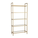 Lola Tall Wall Bookshelf, 165cm, Gold Metal with Glass Shelves Discounts