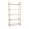 Lola Tall Wall Bookshelf, 165cm, Gold Metal with Glass Shelves Discounts