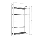 Lola Tall Wall Bookshelf, 165cm, Gold Metal with Glass Shelves Bulk Discounts
