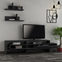 Modern 180cm TV Cabinet with Doors and 2 Wall Shelves Gara Offers