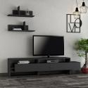 Modern 180cm TV Cabinet with Doors and 2 Wall Shelves Gara On Sale