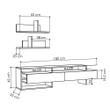 Modern 180cm TV Cabinet with Doors and 2 Wall Shelves Gara Model