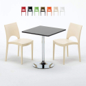 Mojito Set Made of a 70x70cm Black Square Table and 2 Colourful Paris Chairs Promotion