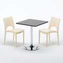 Mojito Set Made of a 70x70cm Black Square Table and 2 Colourful Paris Chairs Model