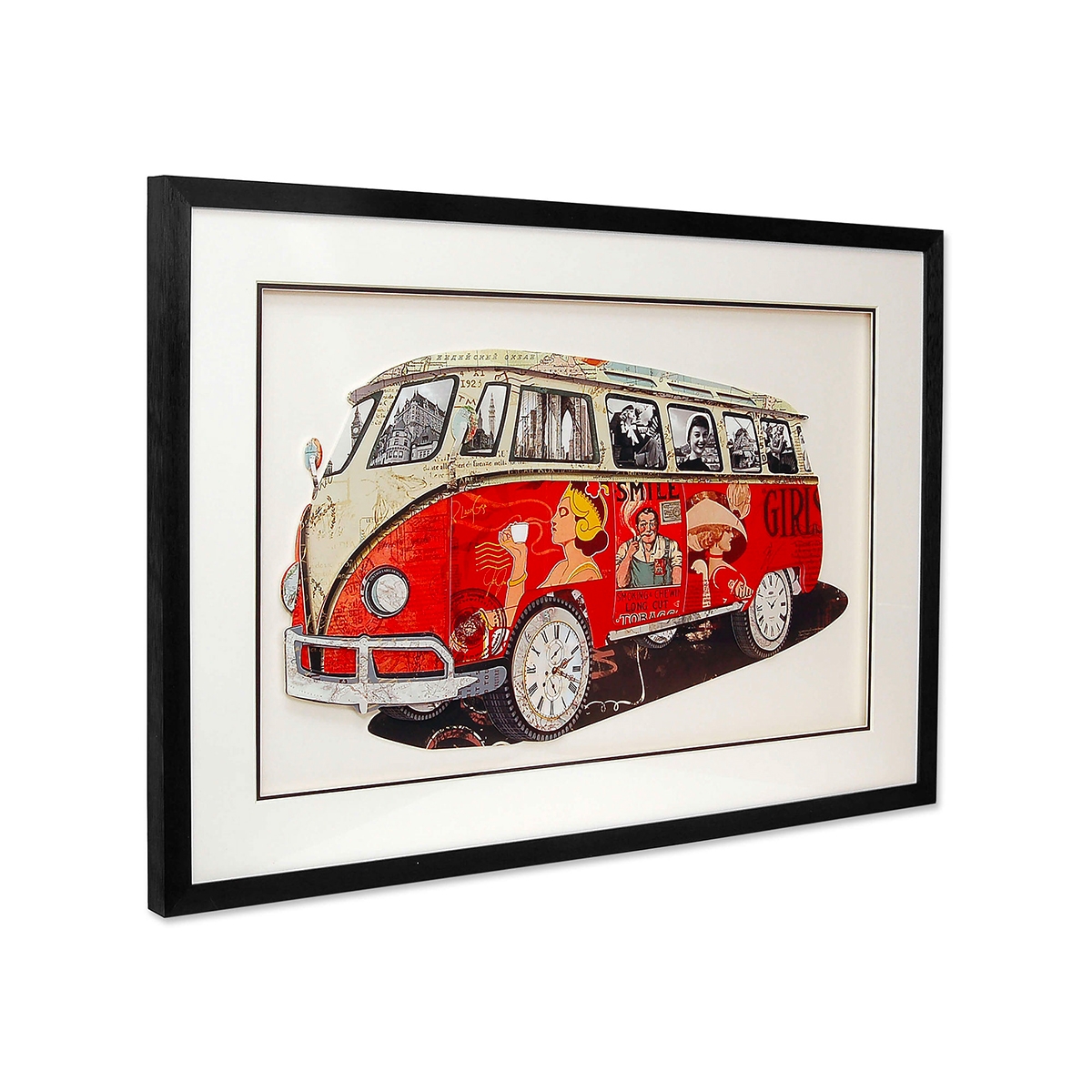 Vintage 3D Effect Collage Wall Art 70x50cm 60s-70s Van Decor